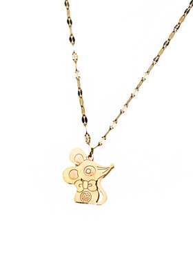 民族风时尚个性动物吊坠可爱甜美小清新轻奢小老鼠福字项链锁骨链