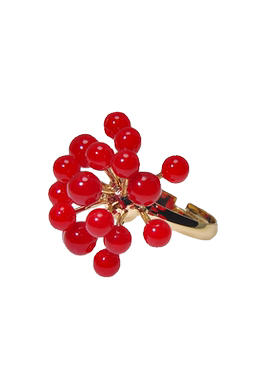 日韩版时尚个性红色花朵戒指女指环饰品