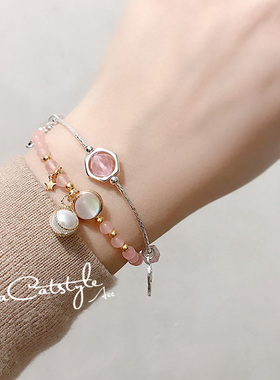 招财猫红绳手链樱花琉璃编织