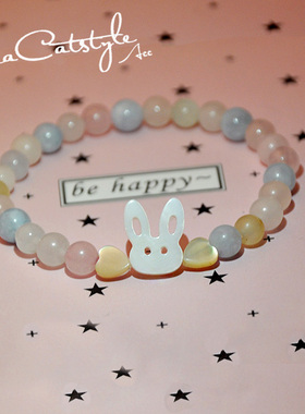 原创天然摩根石海蓝宝日系粉水晶