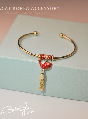 民族风时尚个性手饰品小众设计感轻奢年年有余鱼流苏手镯节日礼物