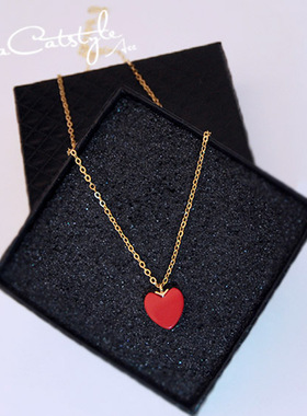 爱心红色简约百搭学生项链