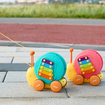 Baby multifunction knelp ejection small snails car holding rope cart Toy baby Drag to learn Puzzle Toys