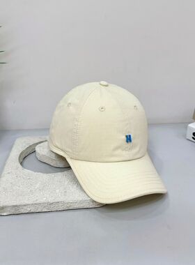 夏季小H标鸭舌帽超薄速干夏季简约显脸小百搭软顶棒球帽男女