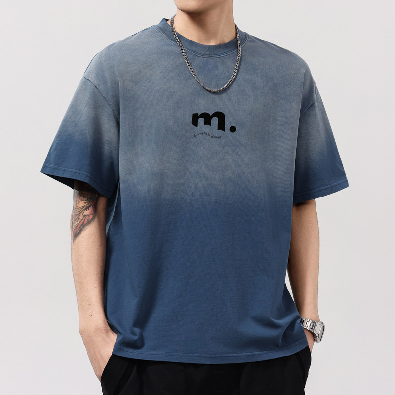 男士大码短袖T恤纯棉重磅复古青年胖子加肥加大男装100棉洗水渐变,淘宝优惠券,粉丝福利购,淘宝优惠卷