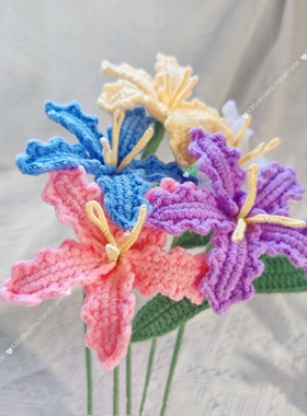 钩针毛线棕榈花仿真花成品手工编织花束送女友老师礼物永生花情人