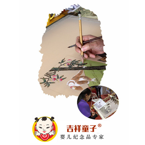 吉祥童子兔宝宝出生礼物定制生肖胎毛绣婴幼儿纪念品玲珑小兔2023 - 图1