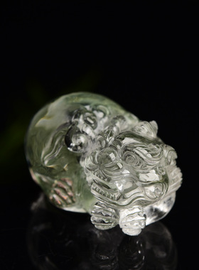 糯米来啦 天然巴西老矿绿幽灵水晶貔貅吊坠异象水晶挂件 支持定制