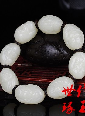 和田玉八仙手链男女款佛头人物训