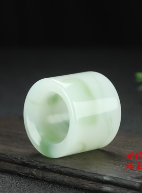 和田玉翠青玉扳指戒指复古宫廷风大拇指指环新疆玉翡翠色玉扳指