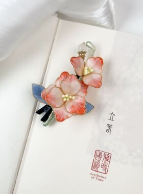 非遗绒花新中式复古发夹日常简约搭配旗袍温婉汉服发饰