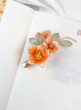 非遗绒花新中式古风发夹温婉优雅旗袍日常简约搭配汉服发饰端庄