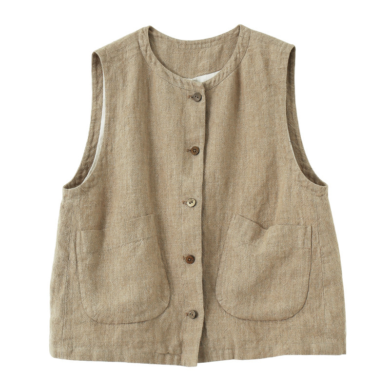 视频850亚麻背心女无袖马甲坎肩套里的短外套裁剪图牛皮样纸样