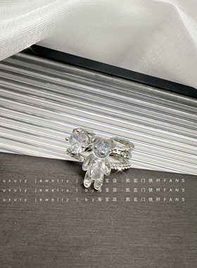 【Luxury jewelry】可爱水晶透明小熊锆石女轻奢戒指 高级感小众