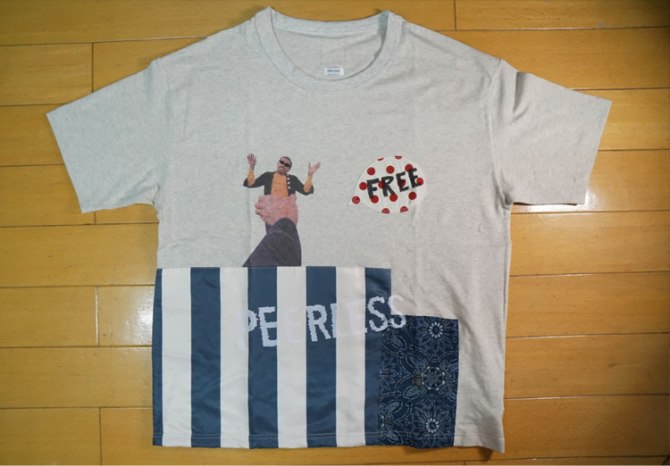 清仓 19ss JUMBO TEE COLLAGE拼接古布短袖圆领非visvim1-图1