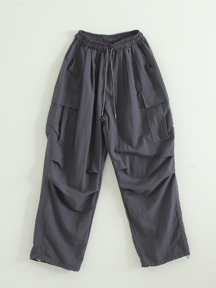 韩国代购23S/S paper pin tuck cargo banding pants 尼龙工装裤 - 图3