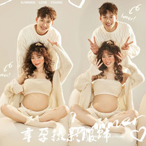Pregnant Woman Photo Costumes Lovers Write Real Room Little Fresh Pregnancy Mommy Big Belly Photos Photographic Clothes at Home