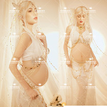 The new pregnant woman in the studio photo heresy wind clothing dream genie gestation Mummy indoor big belly photos clothes at home