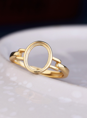 s925纯银戒指空托diy绿松石翡翠