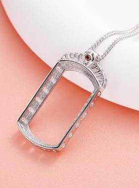 铂银满楼S925纯银吊坠空托镶嵌女