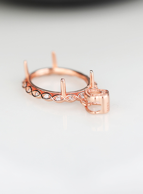 铂银满楼925银镶嵌松石吊坠空托