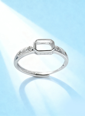 通体标准S925纯银戒指空托长方形