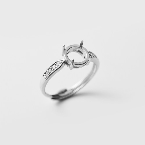 通体S925纯银正圆戒指空托活圈百搭女戒镶嵌翡翠个性戒托主石8mm - 图2