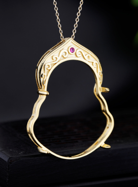 s925纯银吊坠空托玉坠碧绿佛公