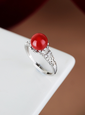 铂银满楼925银戒指空托镶嵌珍珠