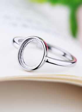 戒指空托女铂银满楼925纯银戒托