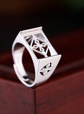 DIY银饰镶嵌绿松石12*15戒指空托