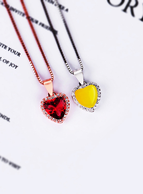 吊坠空托女S925银桃心形镶嵌宝石