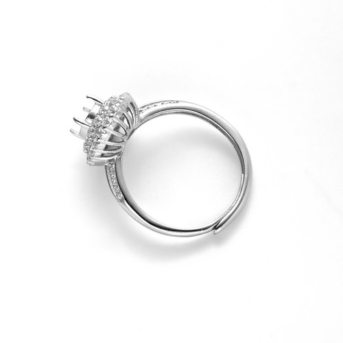 S925纯银戒指空托轻奢diy翡翠水晶镶嵌切面尖戒面戒托5*7 6*8 7*9 - 图2