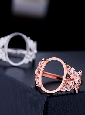 纯银戒指空托diy琥珀绿松石日