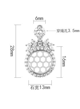 925纯银吊坠空托diy翡翠项坠配件