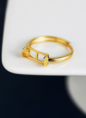 铂银满楼925银镶嵌玉石戒面戒托