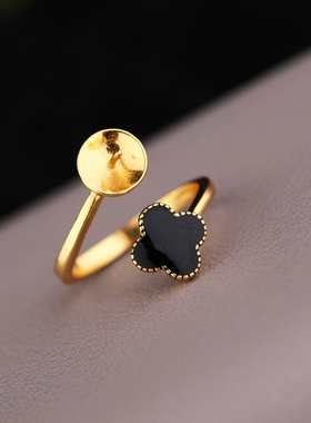 S925银材质diy镶嵌珍珠圆珠戒托