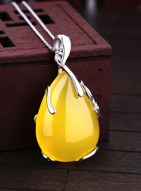 s925纯银吊坠空托随形蜜蜡琥珀