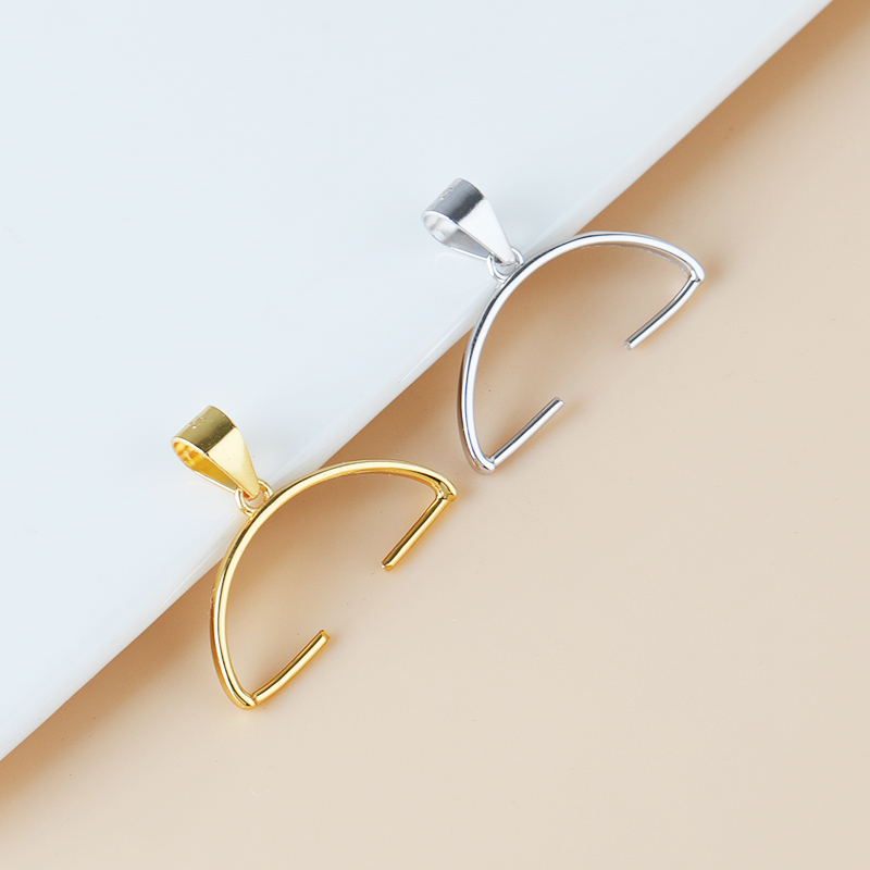 S925纯银扣项链卡扣女宝石吊坠扣绿松石桶珠扣头项坠扣银夹扣diy - 图0