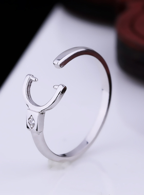 戒托纯银s925银戒指蜜蜡琥珀圆珠