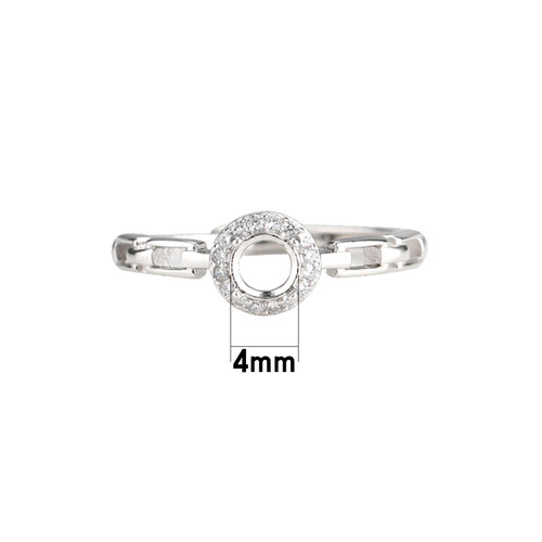 S925纯银戒指空托女diy镶嵌翡翠玉石绿松石宝石圆形小戒面戒托4*4 - 图1