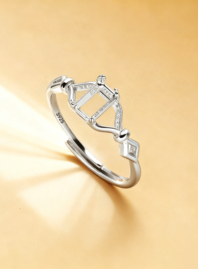 S925纯银戒指空托小方形戒指托女