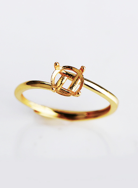 戒指空托女S925纯银韩版翡翠蜜蜡