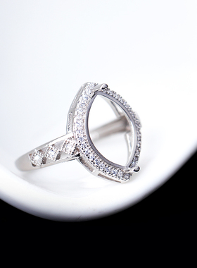 镶嵌戒托女925纯银韩版和田玉