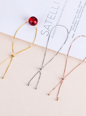 S925纯银束珠螺丝手链DIY手环硅胶调节串珠子路路通盒子手穿珠链