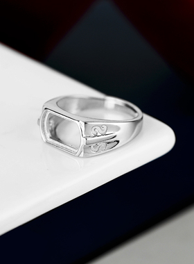 铂银满楼925银戒指空托镶嵌翡翠