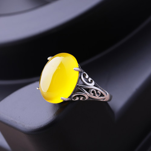 s925纯银戒指空托7*9 8*10 10*13 11*14 12*15 13*16镶嵌蜜蜡戒托 - 图0