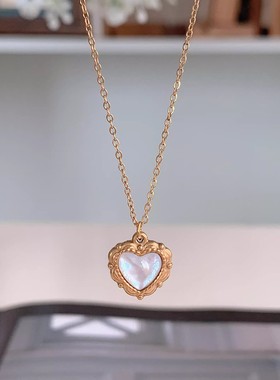 复古爱心贝壳项链女短款