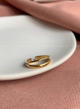 双层开口戒指女食指关节