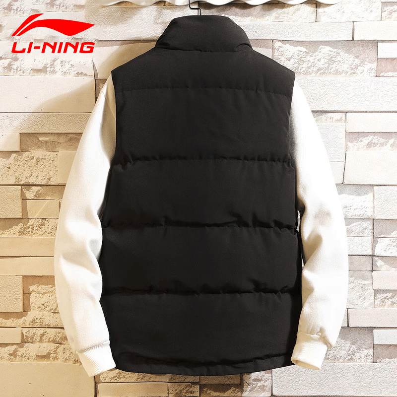 李宁棉马甲立领外套秋冬款百搭青年休闲加厚防风保暖羽绒宽松马夹 - 图3